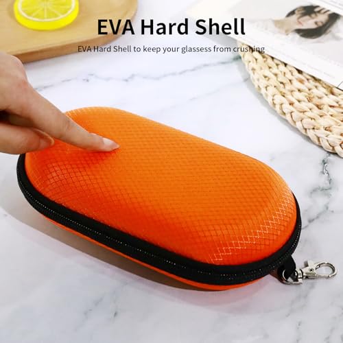 Double Eyeglasses Case, Hard Shell Dual Sunglasses Organizer with Zipper Clip Travel Glasses Storage for Women Men - color: Orange