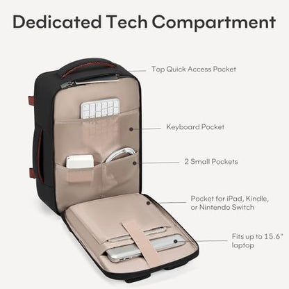 mibasies 30L Travel Backpack for Women & Men: Flight Approved Carry On Backpack, TSA Personal Item Bag with Water Bottle Pocket, Weekender Essentials Backpacks fits 15.6" Laptop - Black White Brown - color: Black White Brown, size: Large