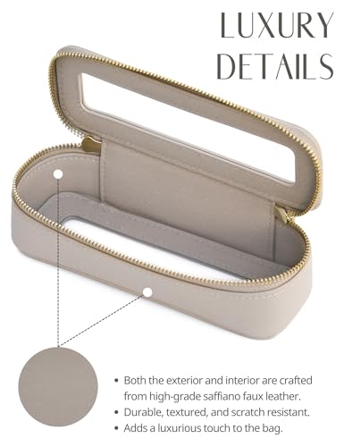 Popvibe Clear Makeup Bag Travel Cosmetic Case Transparent Toiletry Bag with Zipper, Portable Make Up Organizer Traveling Compact Car Bag for Essentials - color: Stone, style: Slim Sleek