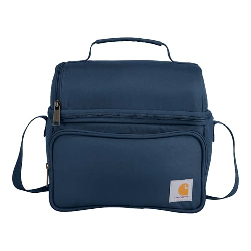 Carhartt Insulated 12 Can Two Compartment Lunch Cooler, Durable Fully-Insulated Lunch Box, Navy - color: Navy