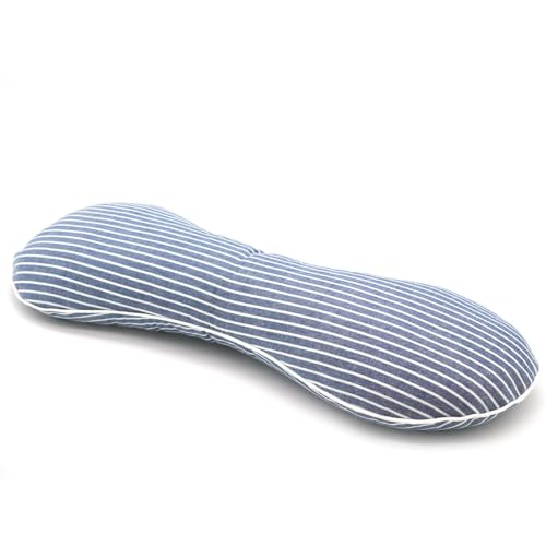 Buckwheat Pillow Cervical Neck Pillow, Buckwheat Hulls Filling Cooling Lumbar Support Pillow, Adjustable Firmness Ergonomic Design with Washable Cover, Blue 19"X7" - color: Blue