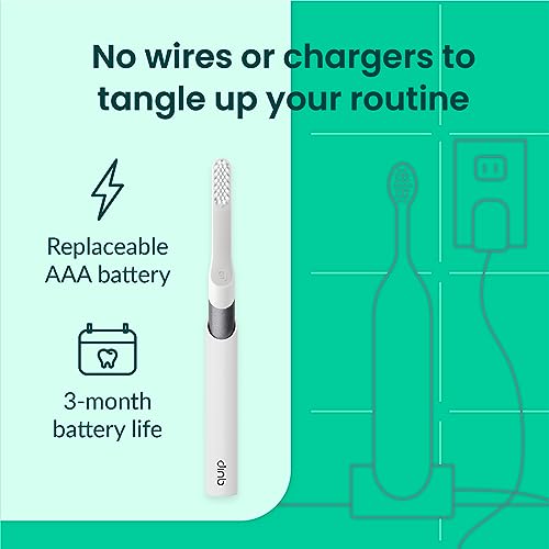 Quip Sonic Toothbrush for Adults with Timer - Includes Extra Brush Head and Travel Cover Mount - Electric, Soft Bristle Refill Head, Metal Handle, 3 Month Battery Life - Travel Toothbrush - Slate - color: Slate
