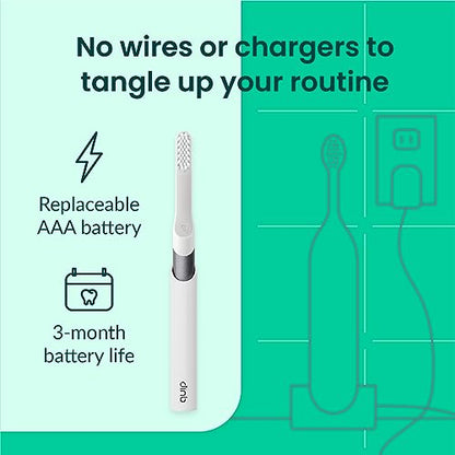 Quip Sonic Toothbrush for Adults with Timer - Includes Extra Brush Head and Travel Cover Mount - Electric, Soft Bristle Refill Head, Metal Handle, 3 Month Battery Life - Travel Toothbrush - Slate - color: Slate