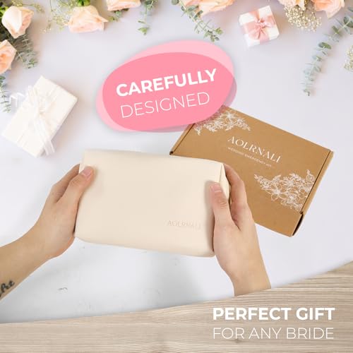 Bridal Emergency Kit for Wedding Day, Wedding Essentials Survival Set for Team Bride, Must-Have 30+ Essentials Travel Kit with Makeup Bag - color: Beige