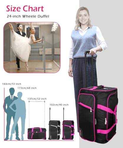 Dance Bag With Garment Rack,23inch Dance Competition Garment Bags with Clothes rack,Suitcase,Rolling duffle For Travel, Wheeled Drop-Bottom Upright Luggage Closet Suitcase (Grey - color: 23inc-Grey D