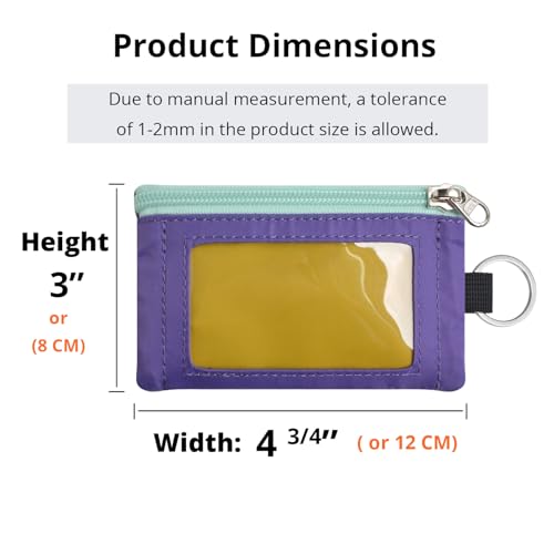 RFID Blocking Travel Wallet with Adjustable Lanyard, Small Nylon Zipper Pouch and Badge Holder for ID, Credit Cards, Cash, Keys, Commuters (DarkYellow+Violet) - color: DarkYellow+Violet