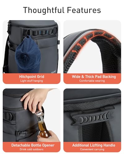 TOURIT Cooler Backpack 32 Cans Large Capacity Insulated Backpack Cooler Bag for Men Women to Picnic, Hiking - color: Black