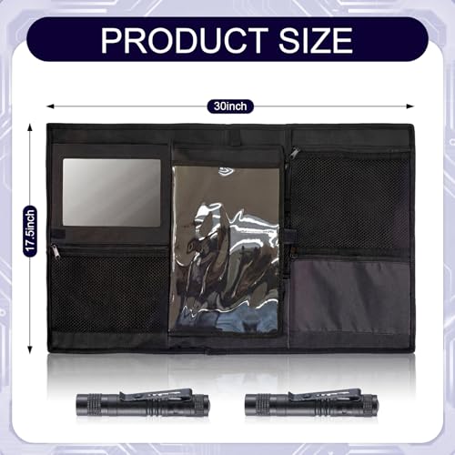 Sanwuta 30" L x 17.5" W Camp Trunk Organizer Trunk Lid Organizer for Summer Camp with 7 Pockets Plastic Mirror and Flashlight for Secure College Dorm Storage Chest
