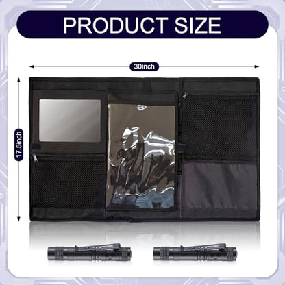 Sanwuta 30" L x 17.5" W Camp Trunk Organizer Trunk Lid Organizer for Summer Camp with 7 Pockets Plastic Mirror and Flashlight for Secure College Dorm Storage Chest