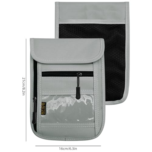 RFID Blocking Travel Neck Wallet Pouch and Passport Holder, Travel Neck Pouch Passport Holder for Women & Men - Gray - color: Grey