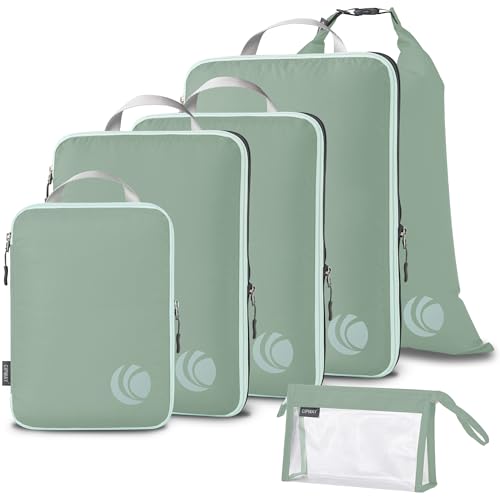 Cipway Compression Packing Cubes, Ultralight Luggage Organizer Bags with Laundry Bags and Clear Toiletries Bag, Travel Essentials for Carry on Suitcase (6 Piece,Sage Green) - color: Sage Green, size: 6PCS