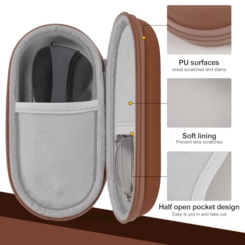 Double Glasses Case,Dual Eyeglasses & Sunglasses Organizer with Clip Zipper Closure for Travel 2 Pairs Storage Box - color: Coffee