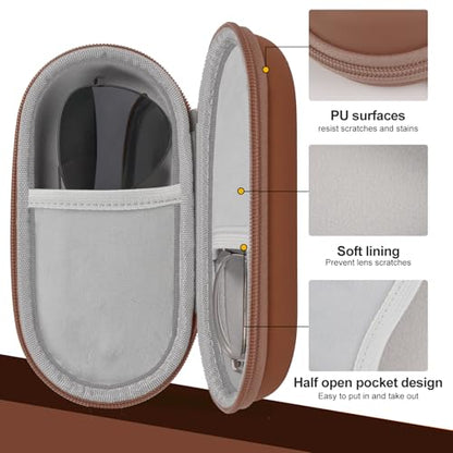 Double Glasses Case,Dual Eyeglasses & Sunglasses Organizer with Clip Zipper Closure for Travel 2 Pairs Storage Box - color: Coffee