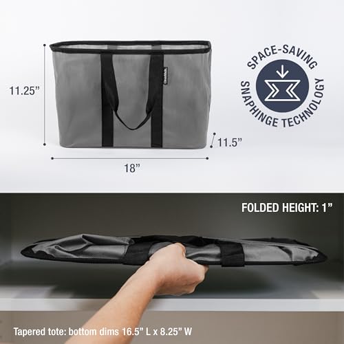 CleverMade EcoBasket Collapsible Tote Basket – Reusable Grocery Tote - color: Gray/Black, size: 30l - 3 Pack