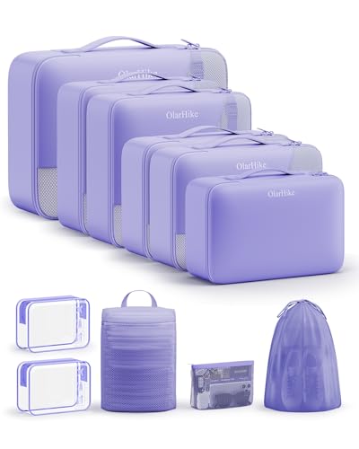 11 Set Packing Cubes for Travel, Gifts for Women Mom,Anti-Tearing Suitcase Organizer,OlarHike Vacation Essentials & Accessories for Cruise Ship - color: 13 Purple