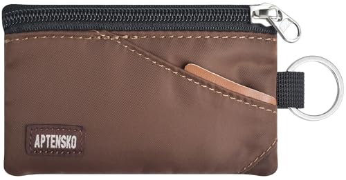 RFID Blocking Travel Wallet with Adjustable Lanyard, Small Nylon Zipper Pouch and Badge Holder for ID, Credit Cards, Cash, Keys, Commuters (Coffee) - color: Coffee