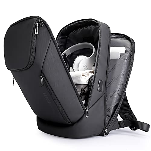 BANGE Business Smart Backpack Waterproof fit 15.6 Inch Laptop Backpack with USB Charging Port,Travel Durable Backpack - color: Black