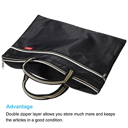 PATIKIL Waterproof Zipper File Bag, Documents Books Tools Storage Zip Pouch for Office Travel, Black - color: Black