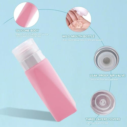 Travel Bottles Leak Proof,3 oz TSA Approved Silicone Squeezable, Refillable Containers Set for Toiletries Shampoo Conditioner Lotion - color: Multicolor