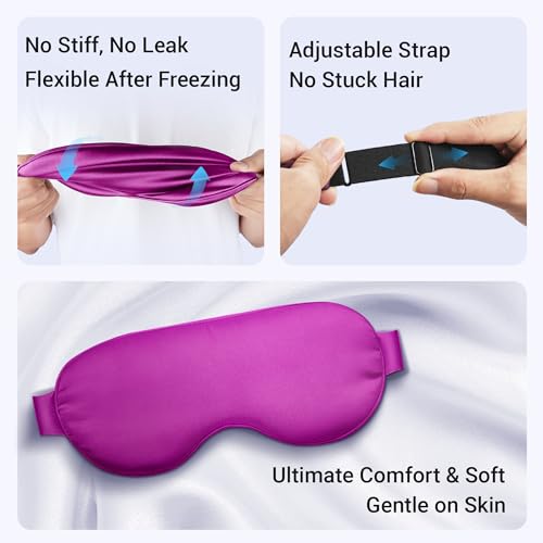 Cooling Eye Mask for Puffy Eyes: Fsa Eligible ltems Hsa, Migraines Headache Fast Relief After Surgery Care Cold Compress, Reusable Face Ice Pack Gel for Dark Circles, Gentle Weighted Sleep Mask Purple - color: Purple