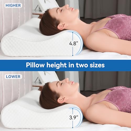 AM AEROMAX 26" Queen Size Contour Memory Foam Pillow, Cervical Pillow for Neck Pain Relief, Neck Orthopedic Sleeping Pillows for Side, Back and Stomach Sleepers - color: White, size: Queen Size