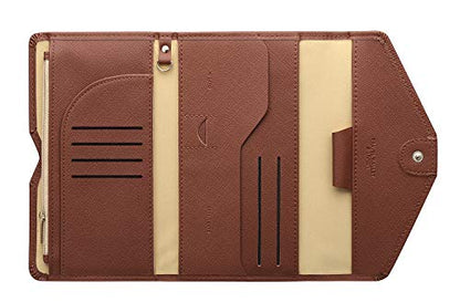 ZOPPEN Mulit-purpose Rfid Blocking Passport Holder Travel Wallet (Ver.4) Passport and Vaccine Card Holder ComboTri-fold Document Organizer Travel Essentials - color: #12 Seal Brown