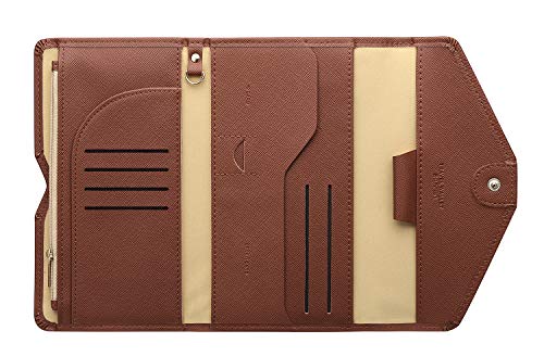 ZOPPEN Mulit-purpose Rfid Blocking Passport Holder Travel Wallet (Ver.4) Passport and Vaccine Card Holder ComboTri-fold Document Organizer Travel Essentials - color: #12 Seal Brown