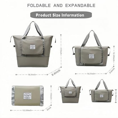Large Capacity Foldable Travel Bag, Expandable lightweight Carry on Bag, Dry with Wet Separation Spor Duffel Bags (Gray) - color: Gray