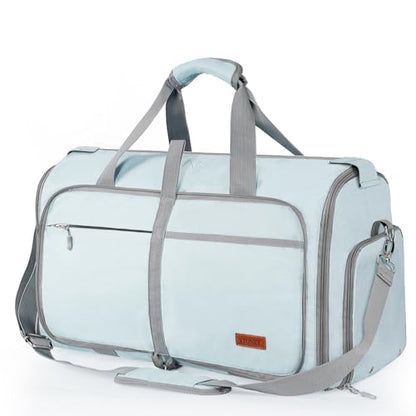 ‌Ytonet Foldable Garment Duffle Bags for Travel, Carry On Convertible Duffel Bag with Shoe Compartment & Water Resistant Fabric, 2-in-1 Hanging Suit Organizer, Mint Green - color: Blue