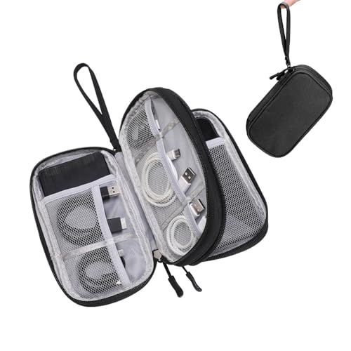 Electronic Organizer Double Layer, Water Resistant Cable Organizer Bag for Travel Essentials, Cord, Charger, Phone, Earphone, Large Size,Accessories Travel Essentials (Black, Double-Layer) - color: Black, size: Double-Layer
