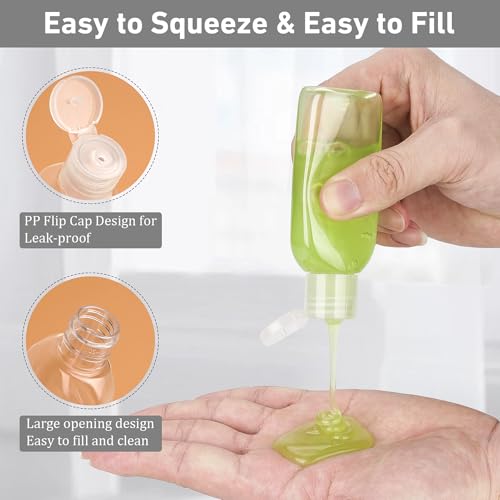 Travel Size Bottles for Toiletries 10 Pack Travel Size Toiletries TSA Approved Shampoo and Conditioner Bottles Refillable Spray Bottle Leak Proof Small Cream Jars for Body Wash Lotion - color: D-Transparent