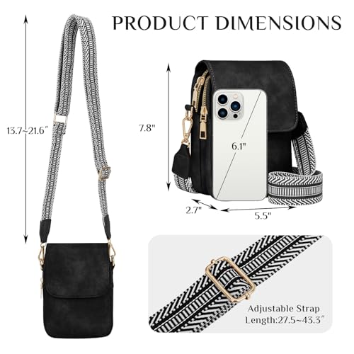 Fashion Small Crossbody Bags for Women Trendy Designer Cell Phone Purses Wallets with Card Holder Anti Theft Travel - color: Black