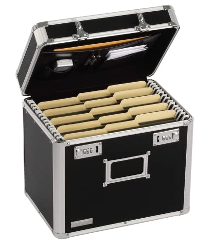 Vaultz Locking File Organizer Box - 13.5 x 13.25 x 10.5 Inch Large, Portable Locking Storage Box for Filing Letters & Documents w/Combination Lock, Black - color: Black, size: Letter