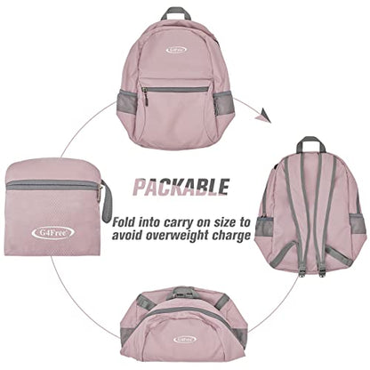G4Free 20L Lightweight Packable Backpack Travel Hiking Daypack Foldable Backpack for Men Women - color: Pink