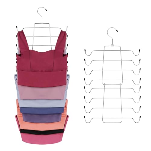 ZEDODIER 3 Pack Tank Top Hanger Space Saving, Bra Hangers for Closet Organizer, Hanging Bra Organizer Tank Tops Holder with 24 Hooks, Metal Closet Organizers and Storage Small Space Solutions, Silver - color: Silver, size: 3 Pack