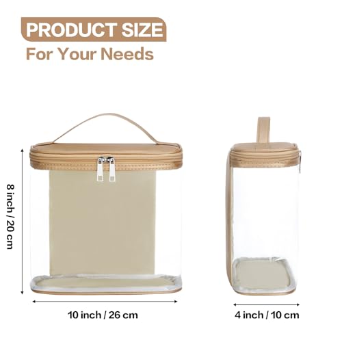 HAOGUAGUA Heavy Duty Leak Proof Clear Travel Bags for Toiletries, Transparent Makeup Cosmetic Bag with Zipper and Handle (1PCS GOLD, Large) - color: 1PCS GOLD
