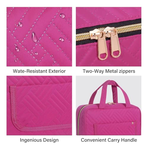 Hanging Toiletry Bag for Women Cosmetic Toiletries Travel Bag, Rose Red - color: Rose Red