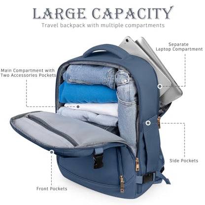 Rinlist Travel Backpack, Carry-on Backpack for Men Women, Travel Backpack Carry on Flight Approved, 40L Personal Item Backpack Personal Item Backpack Bag, Travel Essentials, Dark Blue - color: Dark Blue