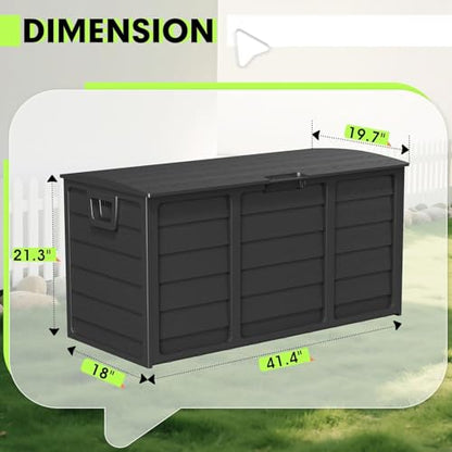75 Gallon Outdoor Deck Storage Box - Heavy Duty Resin Container with Lockable Lid & Handles for Patio, Garden, Yard - Weatherproof (Black)