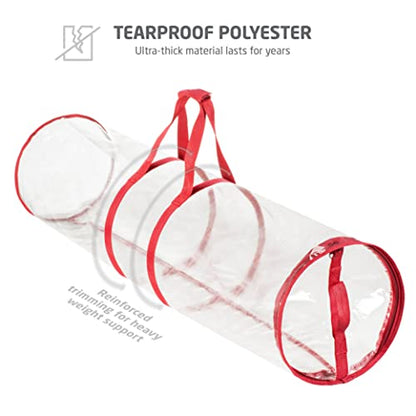 ZOBER Round Christmas Gift Wrapping Paper Organizer Storage - 40 Inch Gift Wrap Storage Containers - Wrapping Paper Holder, Clear PVC Waterproof, Fits 25 Standard Rolls - Red - color: Red Transparent