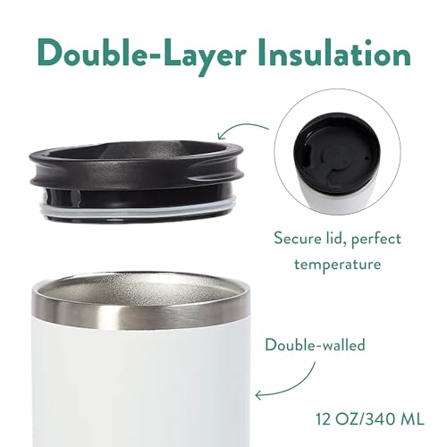 Tumbler, Stainless Steel 2-in-1 Travel Coffee Mug & Water Bottle, Leak Proof Insulated Cup for Hot & Cold Drinks, BPA Free, Fits Most Cup Holders (Chalk White) - color: Chalk White