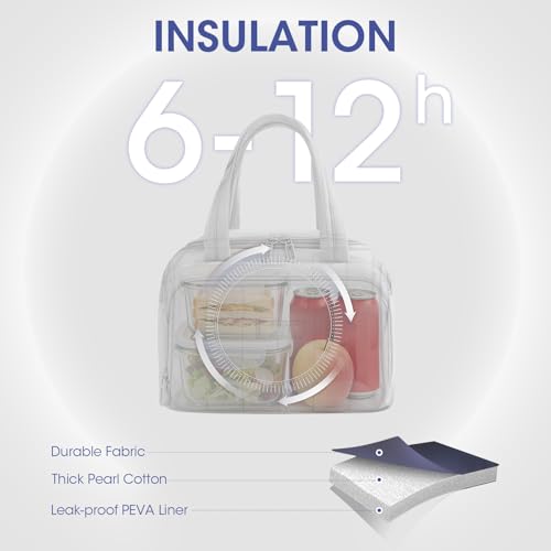 Lunch Box for Women 7L Soft Insulated Lunch Bag Reusable Leakproof Lunch Cooler for Work Meal Picnic Hiking Navy Blue - color: Navy Blue
