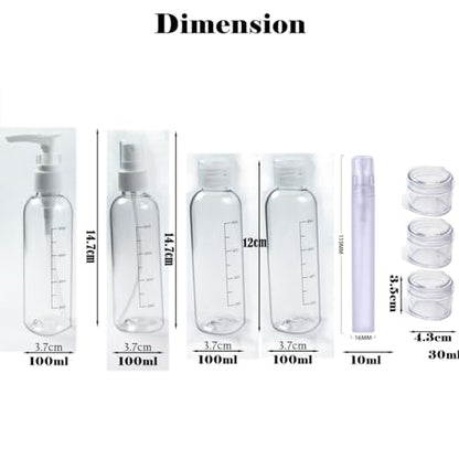 Clear Travel Toiletry Bag TSA Approved Toiletry Cosmetic Bags Men Women & Travel Bottles set for Toiletries TSA Approved Travel Bottle 3.4 oz Leak Proof Refillable & Travel Containers for Toiletries