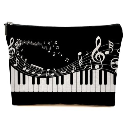 JIUWEIHU Piano Keys Makeup Bag, Musical Cosmetic Bags Travel Organizer Bag Zipper Pouch, Christmas Birthday Gifts for Pianist Music Lover Women Friend Colleague Sister - color: Multicolor 0063
