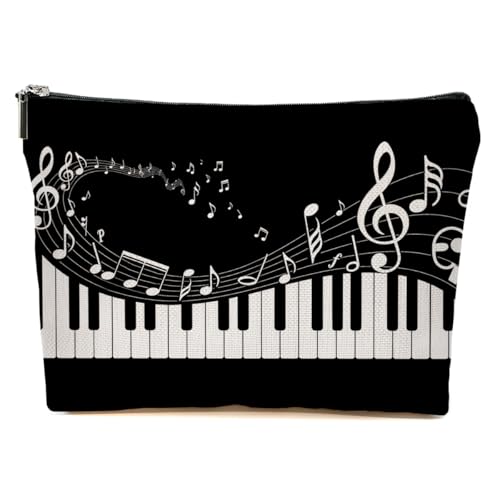 JIUWEIHU Piano Keys Makeup Bag, Musical Cosmetic Bags Travel Organizer Bag Zipper Pouch, Christmas Birthday Gifts for Pianist Music Lover Women Friend Colleague Sister - color: Multicolor 0063