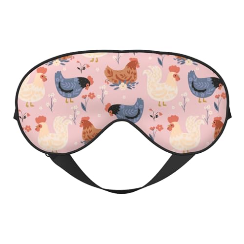 Sleep Mask Cute Chickens and Flowers Comfortable Eye Mask with Adjustable Strap Soft Eye Cover Blindfold for Travel Yoga Nap Shift Work - color: Cute Chickens and Flowers