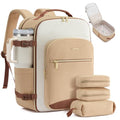 LOVEVOOK 40L Travel Backpack for Women & Men, Airline Approved Carry On Luggage with 3 Packing Cubes, TSA Overnight Bags, Waterproof Personal Item Bag, Weekender Essentials Backpacks fits 17" Laptop - color: Beige Yellow-beige-brown, size: Large