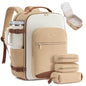 LOVEVOOK 40L Travel Backpack for Women & Men, Airline Approved Carry On Luggage with 3 Packing Cubes, TSA Overnight Bags, Waterproof Personal Item Bag, Weekender Essentials Backpacks fits 17" Laptop - color: Beige Yellow-beige-brown, size: Large