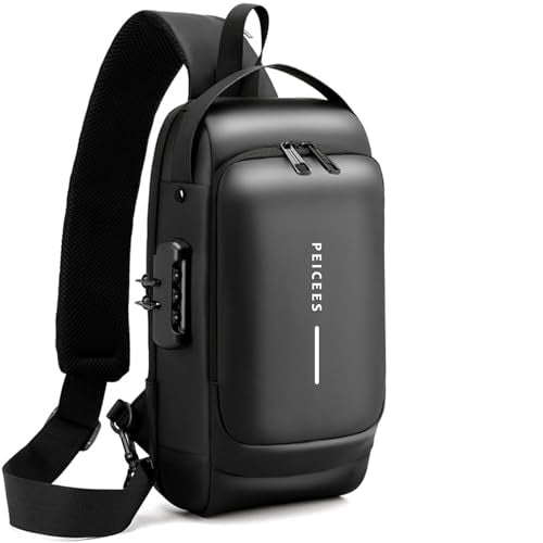 Peicees Mens Crossbody Bag Man Bags Mens Purse Anti-theft Leather Sling Bag Shoulder Bag Chest Bag for Daily Use, Black Black - color: Black Black