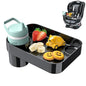 Car Seat Snack Tray for Toddlers - 3 Inch Cup Holder Fits Most Sippy Cups & Straw Bottles with Dip Well, Mess-Free Square Kids Travel Tray Road Trip Essentials, Black - color: Black